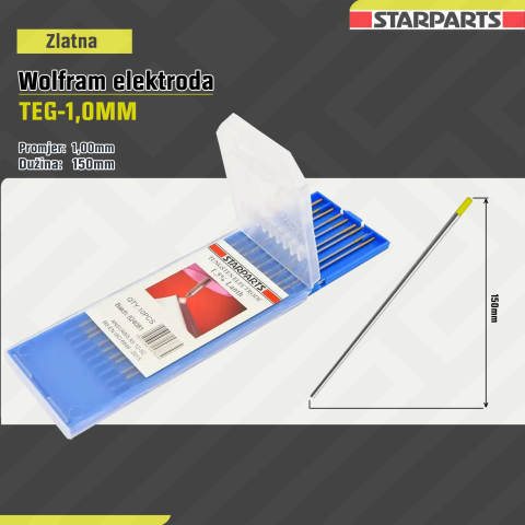 Zlatna Wolfram Elektroda 1.0 TEG-1.0mm